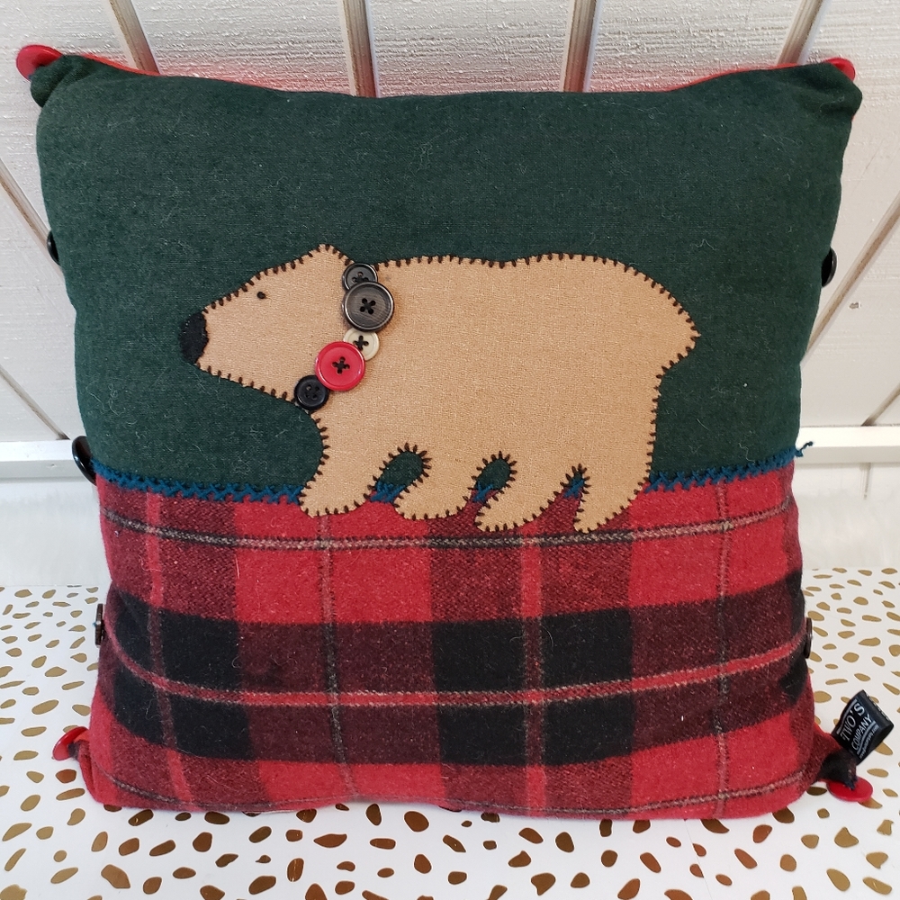 Two's Company cabin bear holiday Christmas throw pillow